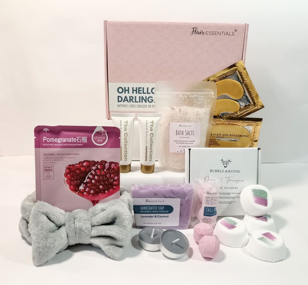 Pomegranede & Lavender Luxe Pamper Gift Set with Personalised Message | Flair Essentials