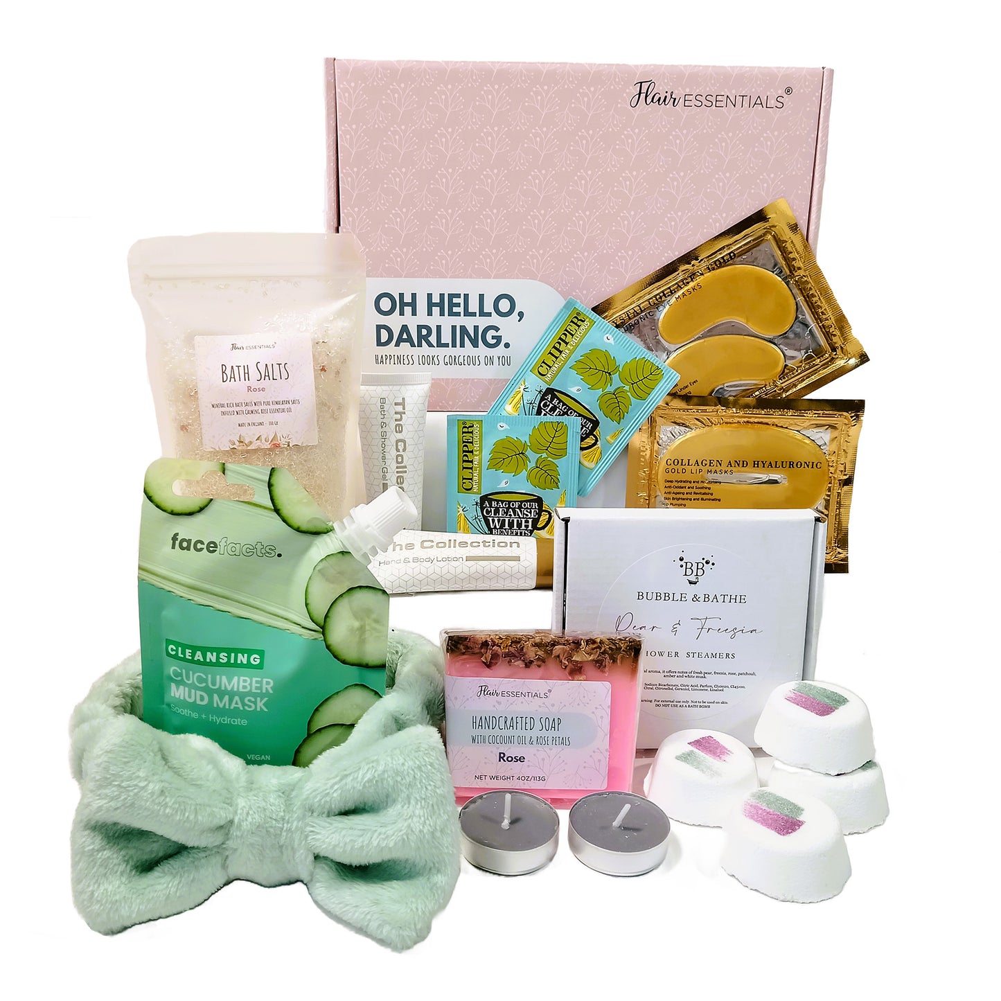 Pamper Hamper for Her, Pampering Gift Sets Care Package - Bath Salts Shower Steamers | Flair Essentials