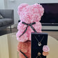 Rose Bear with Gift Box & Sterling Silver Necklace in Gift Box included