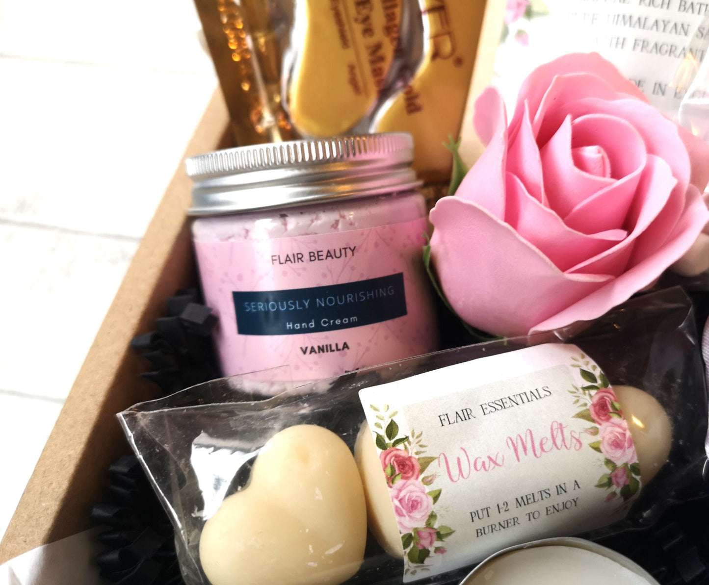 Mother's Day Gift Hug in a Box Self Care Package, Lavender Pamper Gift Box for Her, Hygge Gift,  Wax Burner