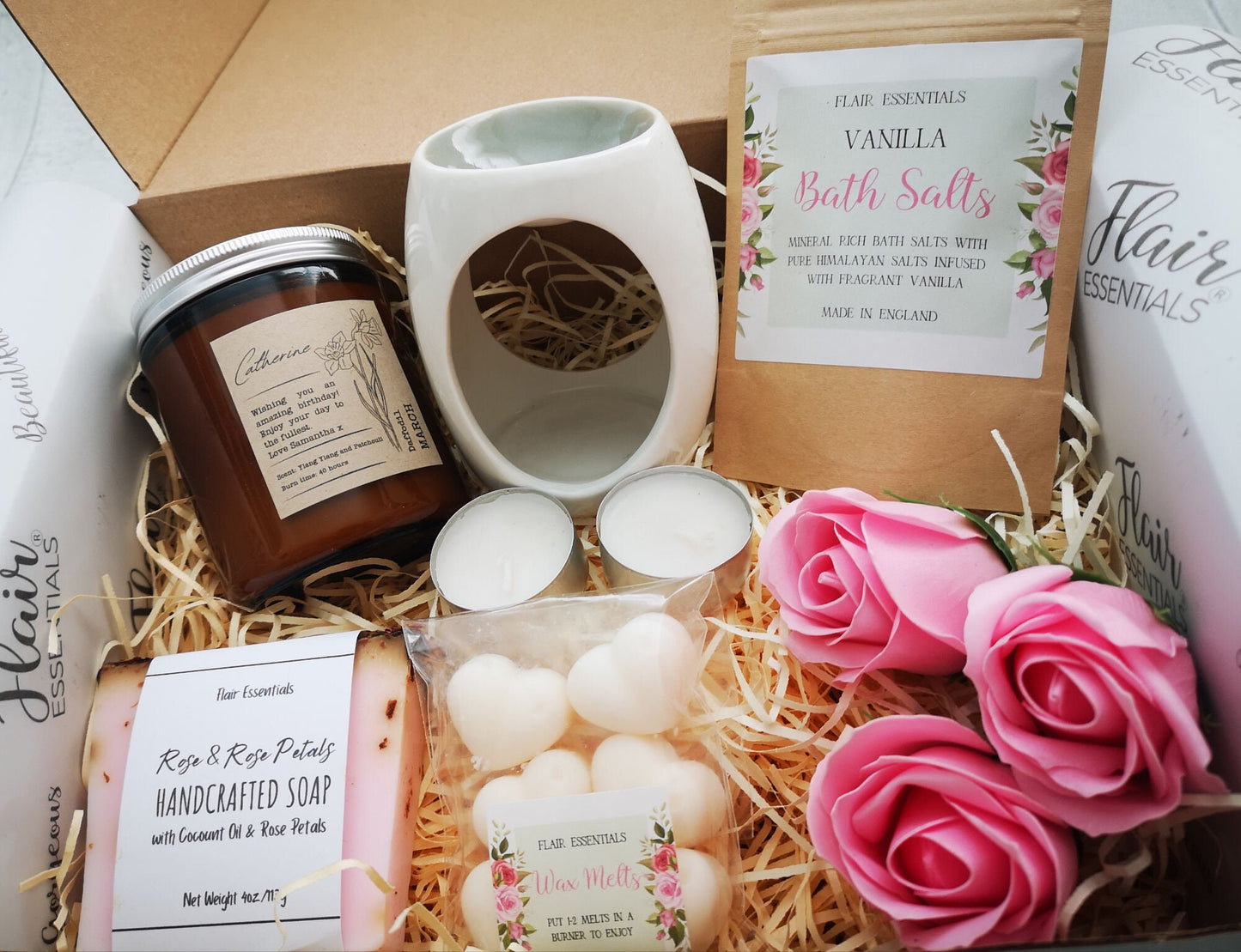 Candle Gift Set Personalised For Birthday, Hug in a Box Self Care Gift Month Flower Scented Candle