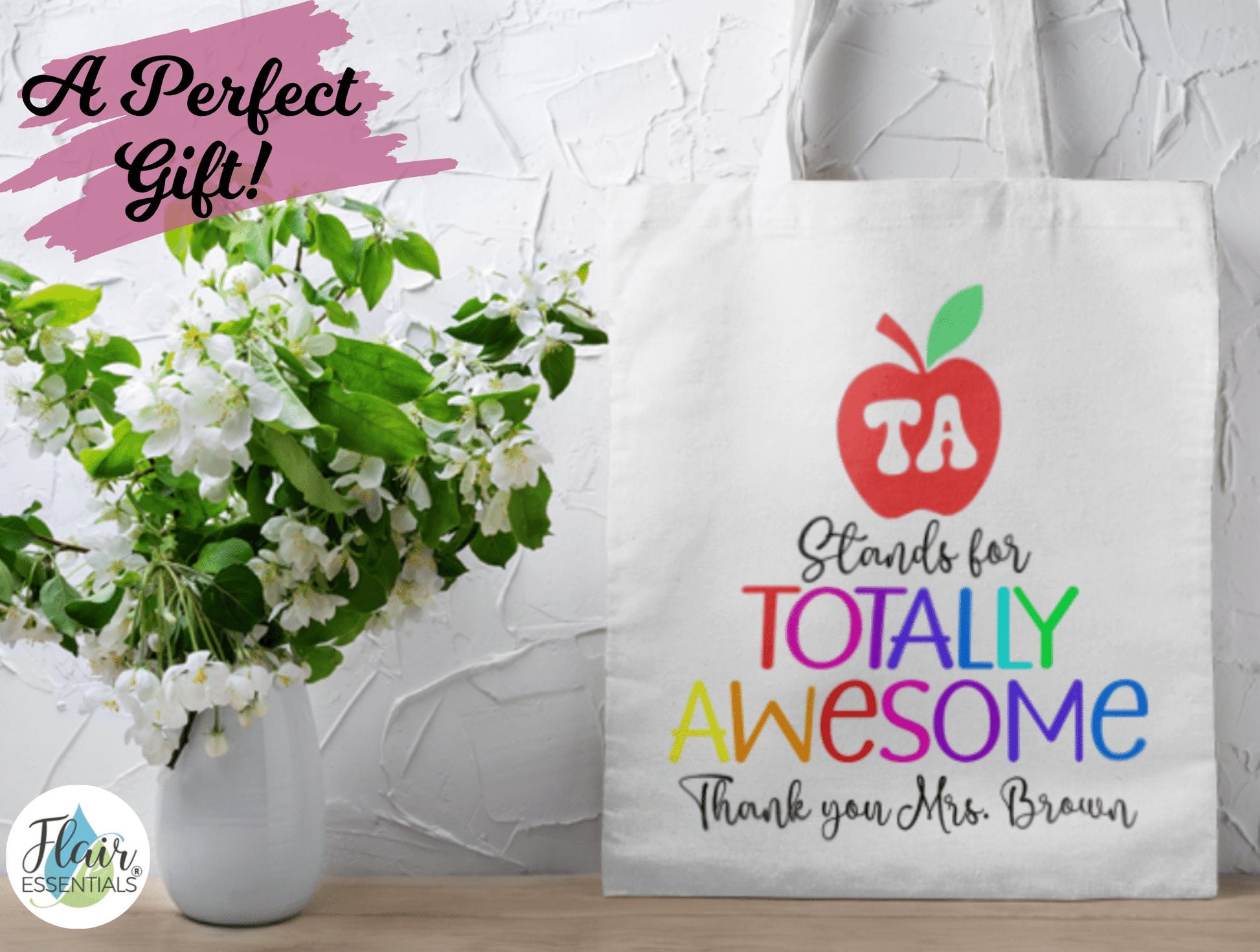 Personalised Teacher Tote Bag, Totally Awesome Tote Bag For Teachers Assistants Gift, Teaching Assistant, Gifts For Teacher Assistant