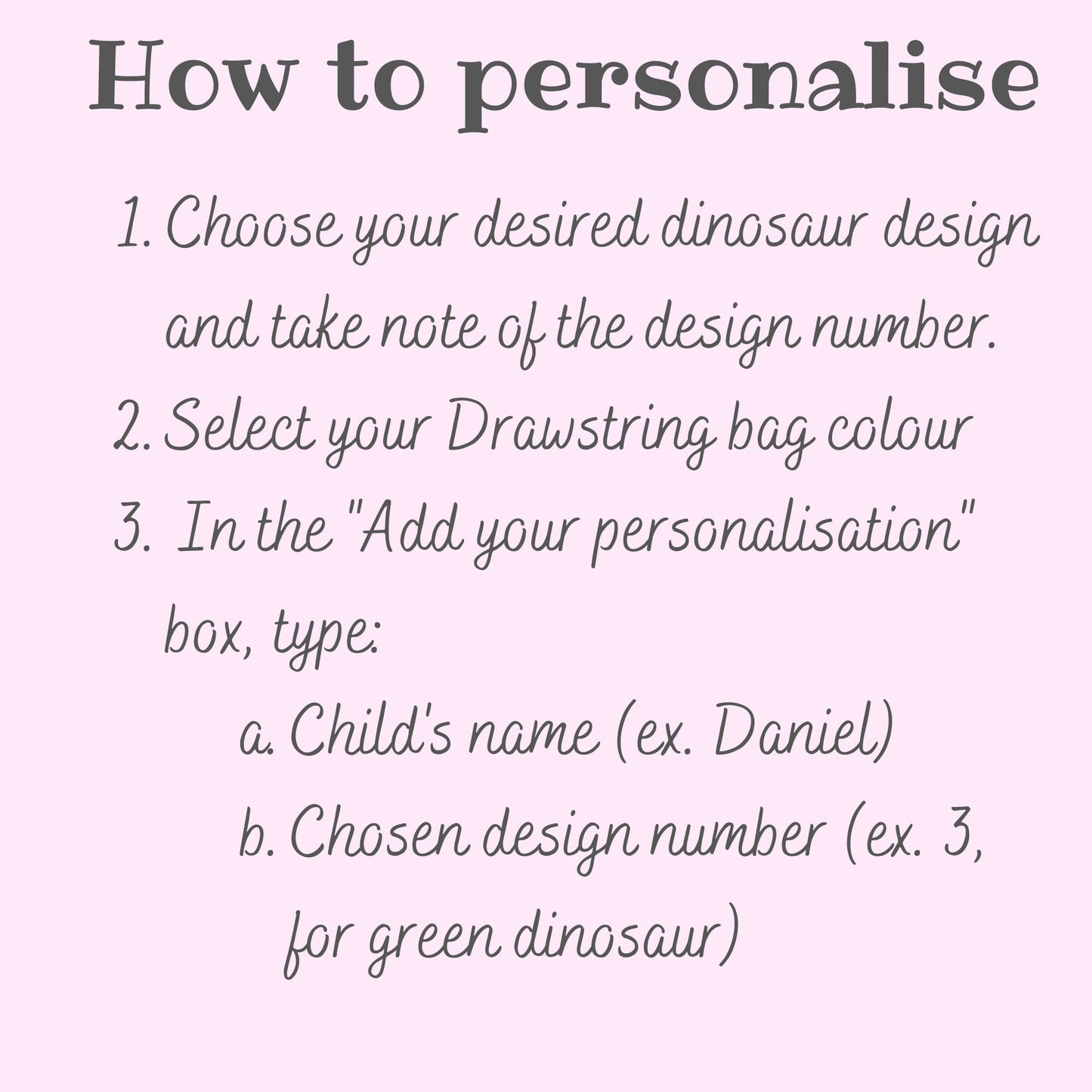 Personalised Name Dinosaur Drawstring Bag, Own Name PE Kit Bag, Swimming Kit Bag, Back to School