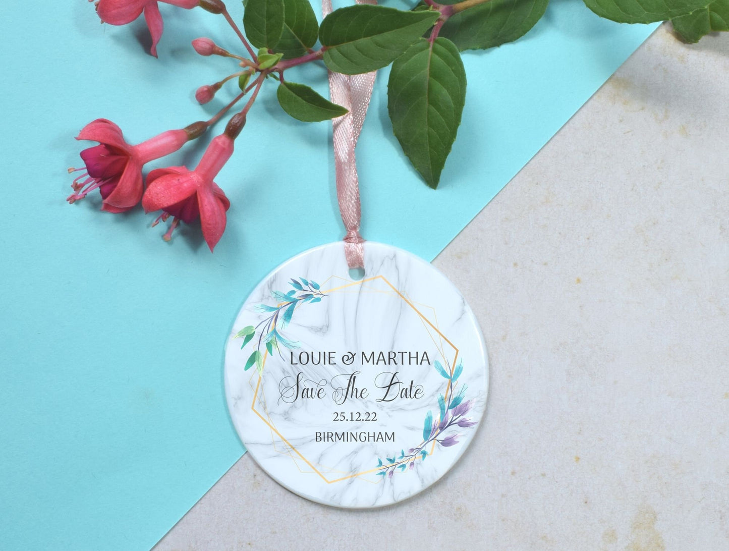 Save The Date Ornament For For Soon To Be Mr And Mrs Wedding Invitation, Engaged Ornament, Personalised Engagement Ornaments For Couples