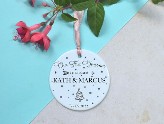 Our First Christmas Engaged Ornament For Newly Engaged Couples’ Gift, Engagement Gift, Engaged Keepsake, Engaged Ornament, Newly Engaged,