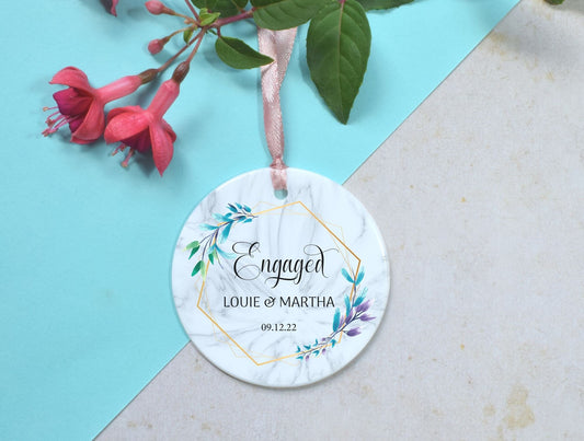 Engagement Ceramic Ornament For Newly Engaged Couples’ Gift, Engagement Gift, Engaged Keepsake, Engaged Ornament, Newly Engaged Keepsake