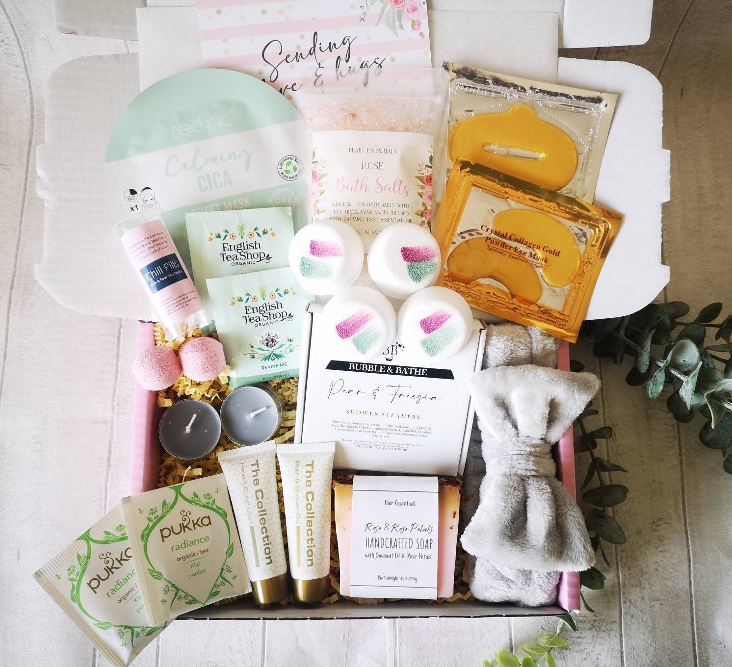Birthday Spa Gift Box for Her, Relaxation Self Care Gift, Hygge Pamper Hamper, Hug in a Box for mum, bridesmaid, new mum - Shower Steamers