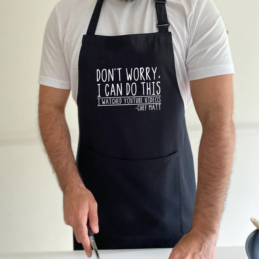 Mens Personalised BBQ Cooking Apron, Printed Kitchen Apron, Fathers Day Gift, Gift for Grandad, Brother