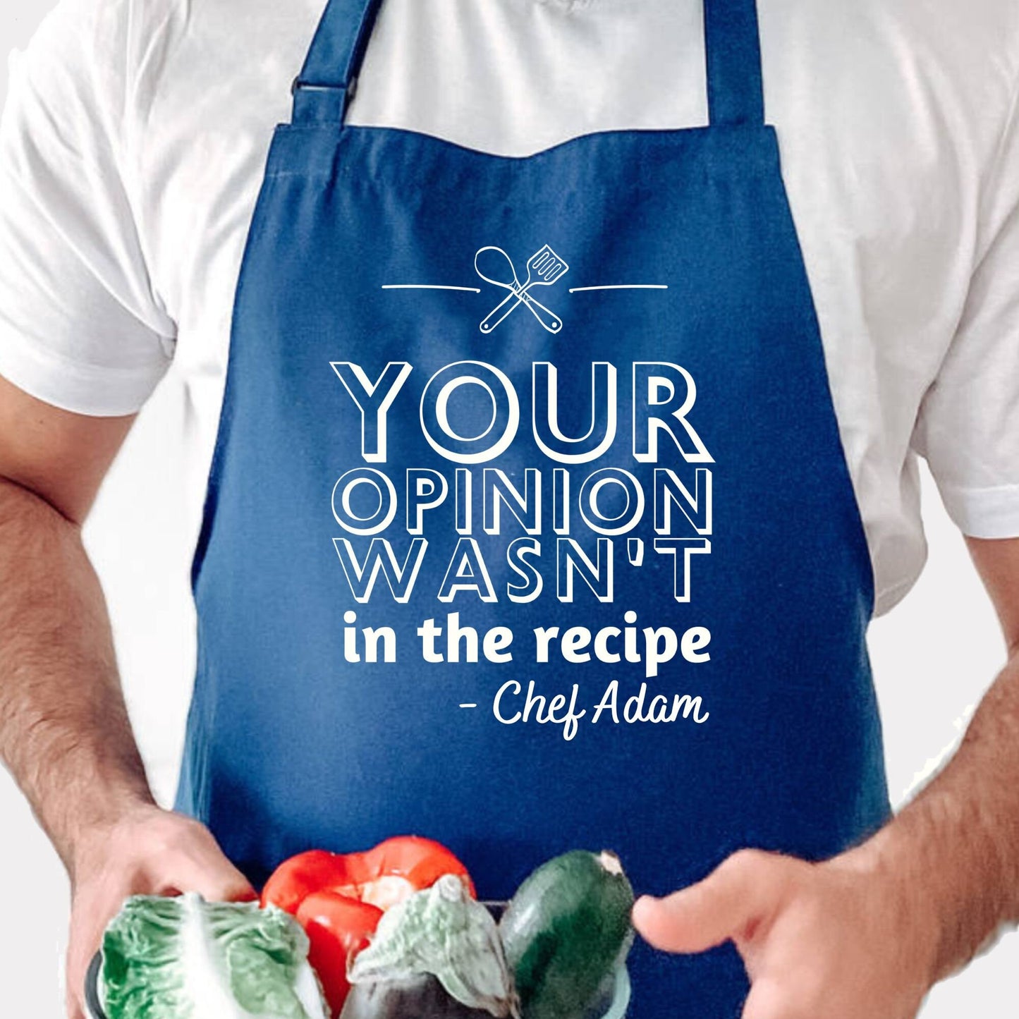 Mens Personalised Printed Kitchen Apron, BBQ Cooking Apron, Unique Birthday Gift for Him, Fathers Day Gift