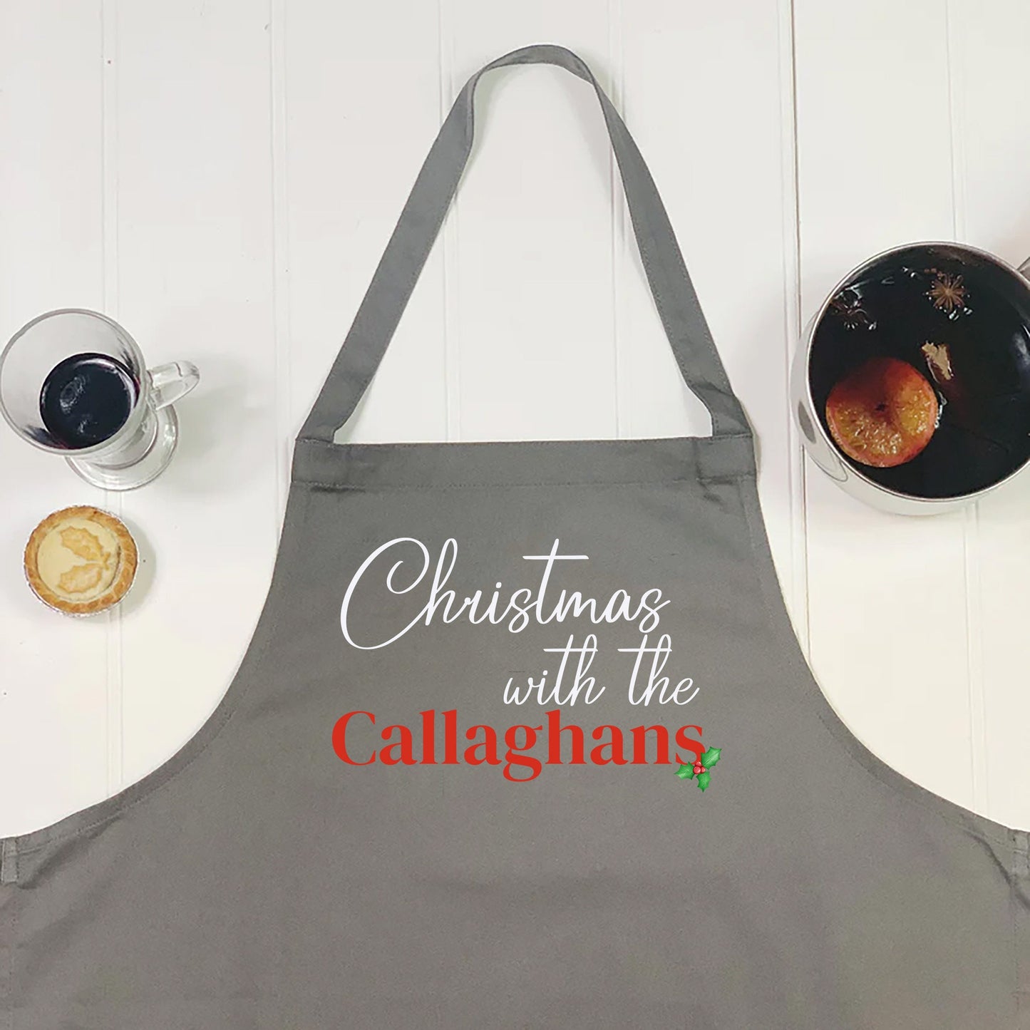 Personalised Kitchen Cooking Apron, Printed Kitchen Apron, Secret Santa Gift for Dad Grandad, Brother, Uncle, Christmas with the family name