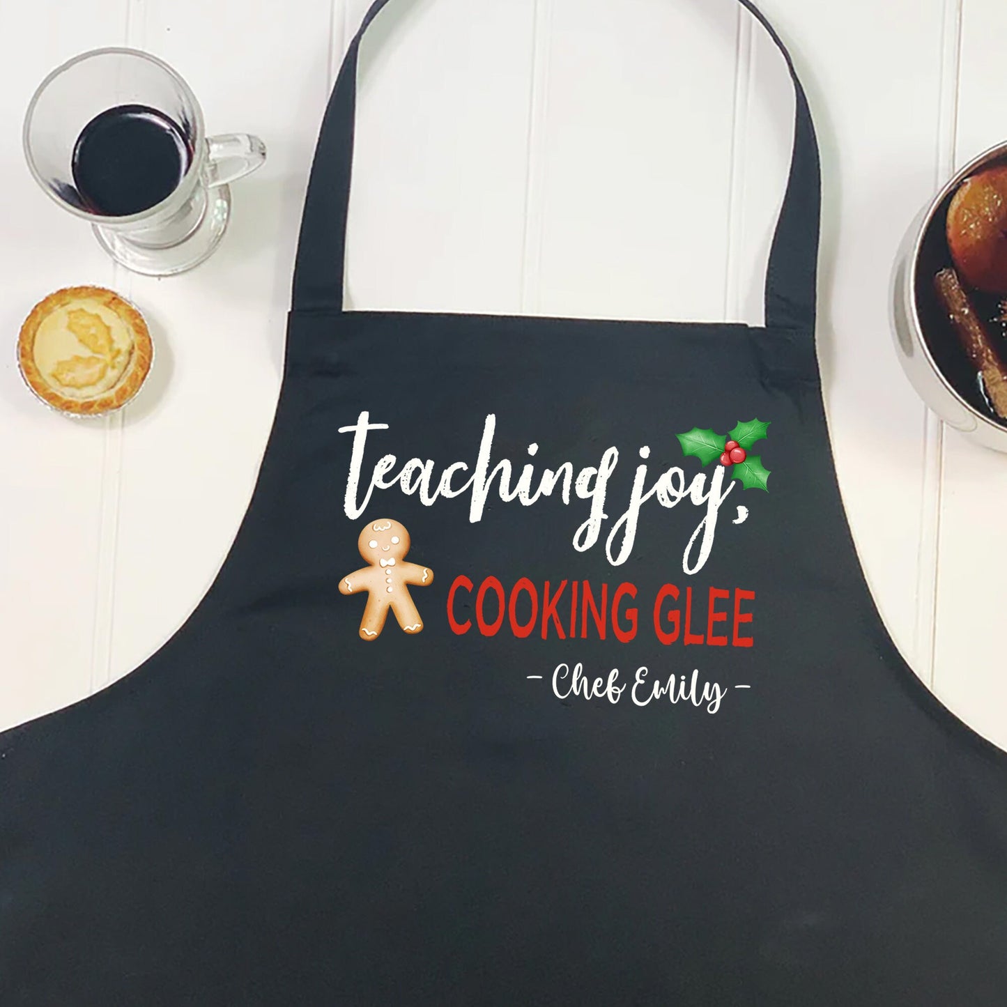Personalised Kitchen Cooking Apron, Printed Baking Apron, Secret Santa Christmas Apron Gift for Teacher friend, Teaching Mum, Dad