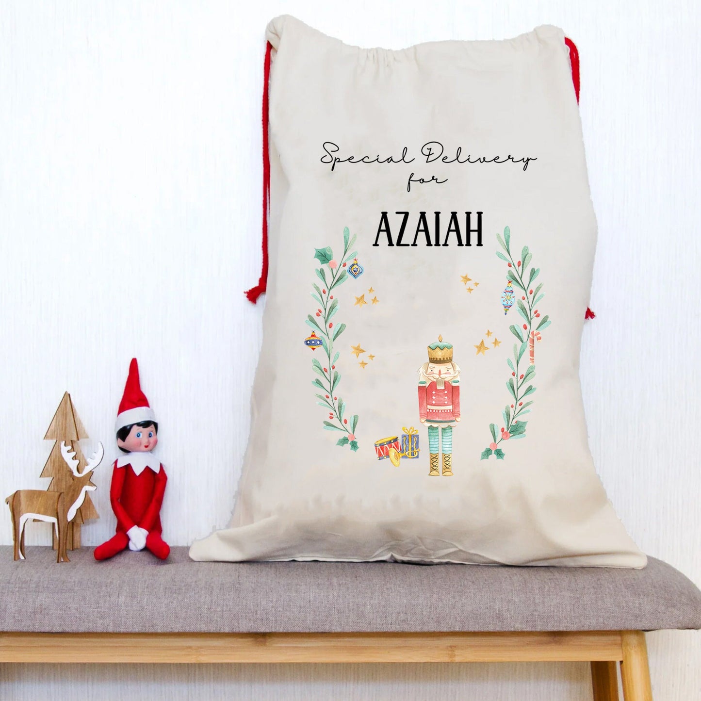 Personalised Santa Sack, Christmas Sack, Special Delivery Christmas Eve Box, Girl or Boy Initial Name Christmas Toy Sack