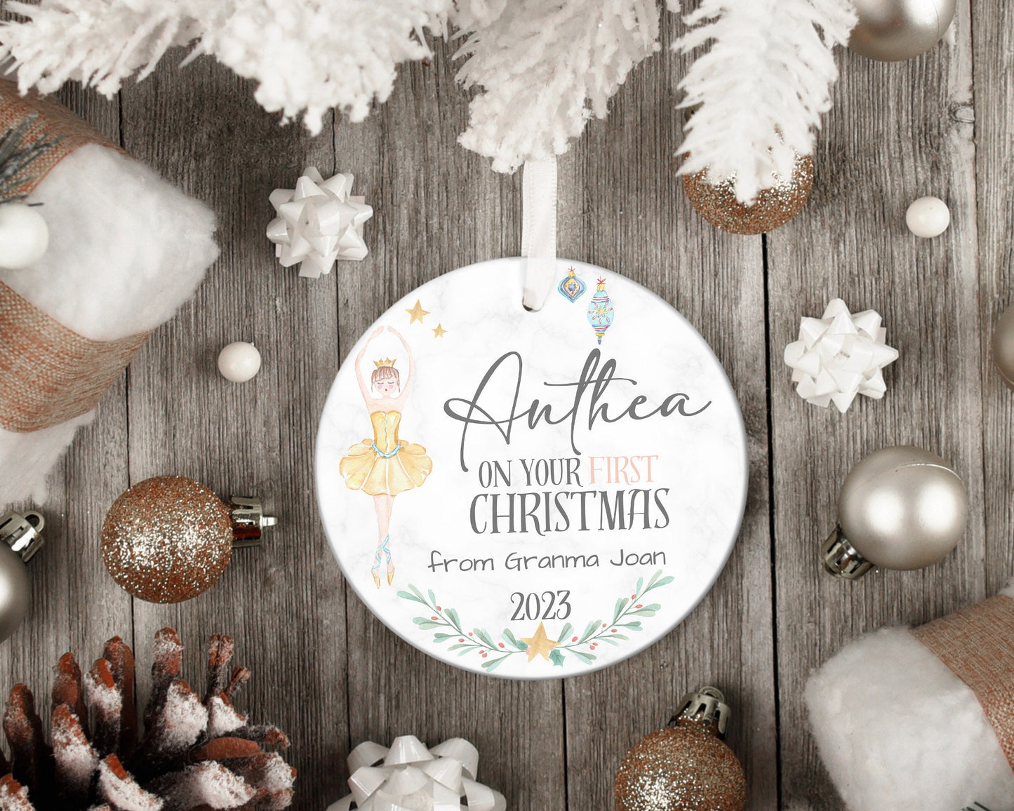 Personalised First Christmas Ornament, Nutcracker Family 1st Christmas Hanging Decoration, Custom Bauble, Name Gift Decor